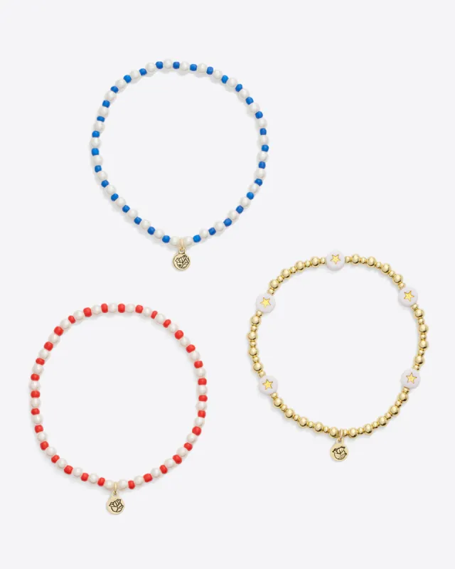 Red, White & Blue Stretch Bracelet Trio sold by Draper James