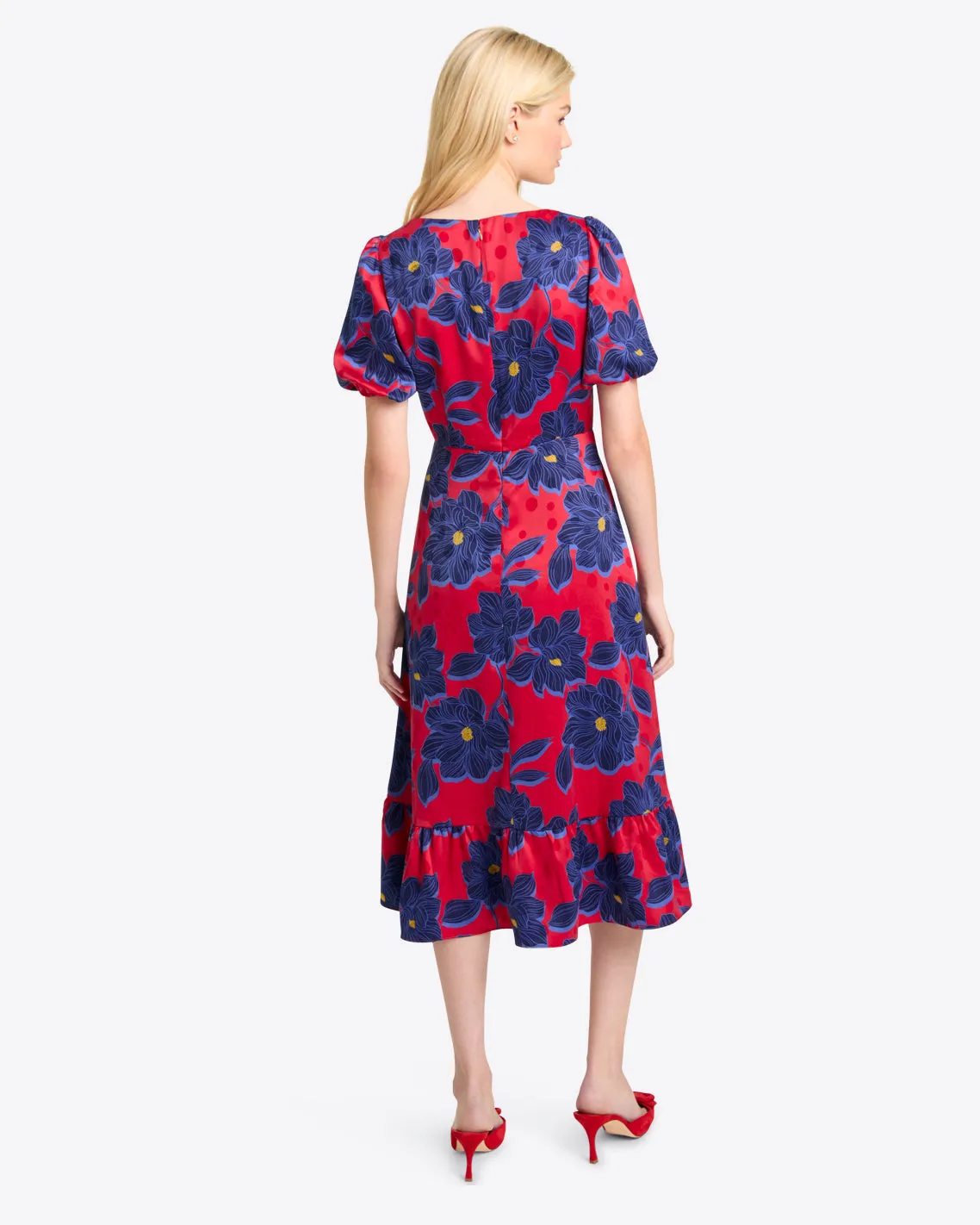 Jamie Midi Dress in Magnolia Jacquard Dot sold by Draper James product image thumbnail 3