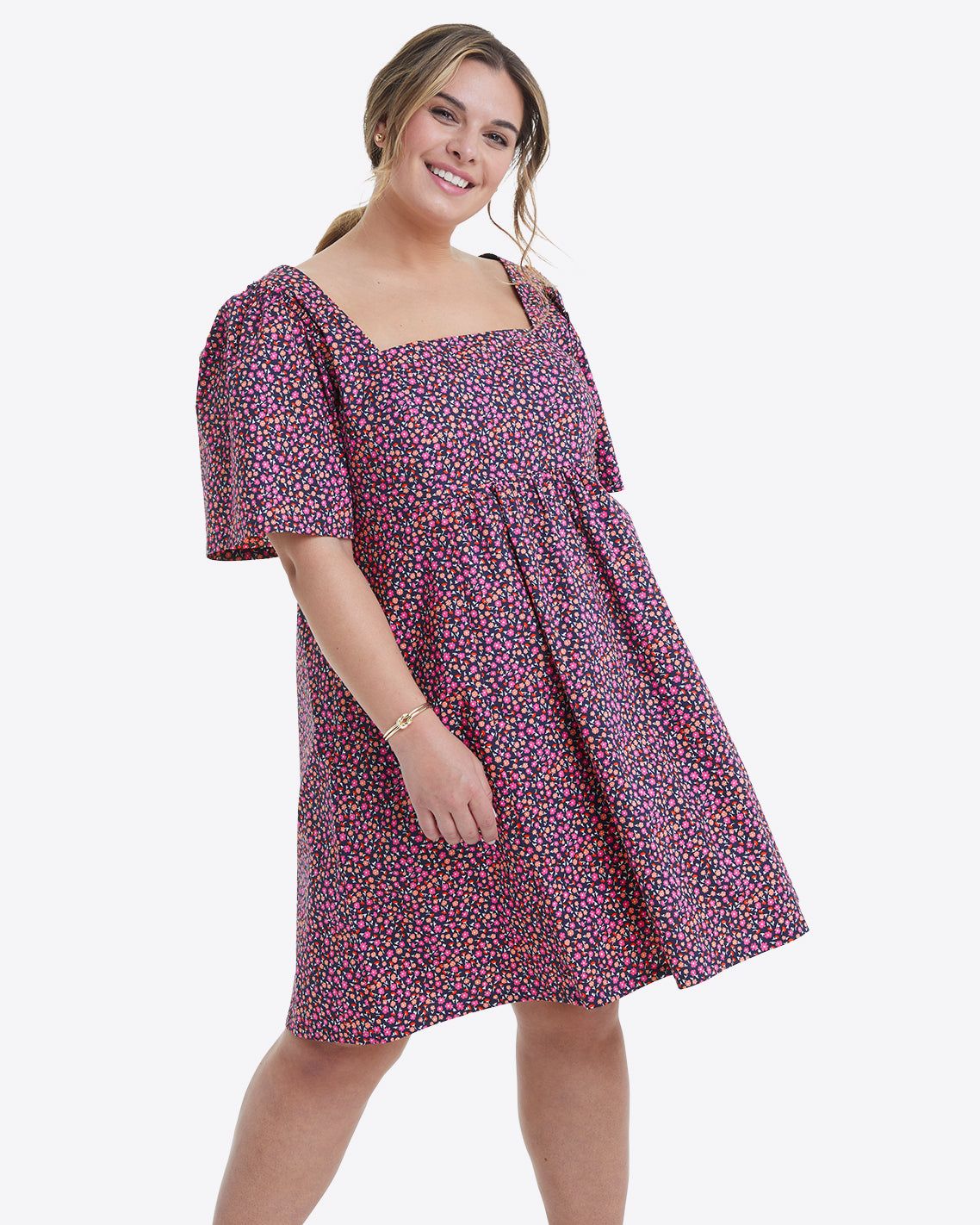 Dottie Babydoll Dress in Ditsy Poppy sold by Draper James