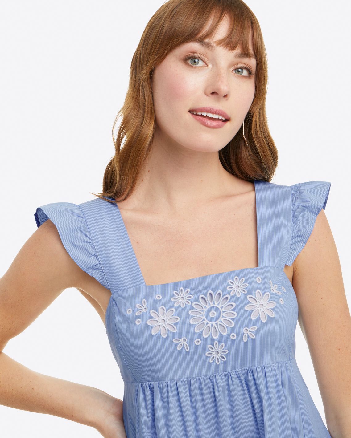 Maddie Babydoll Dress in Striped Eyelet sold by Draper James product image thumbnail 4