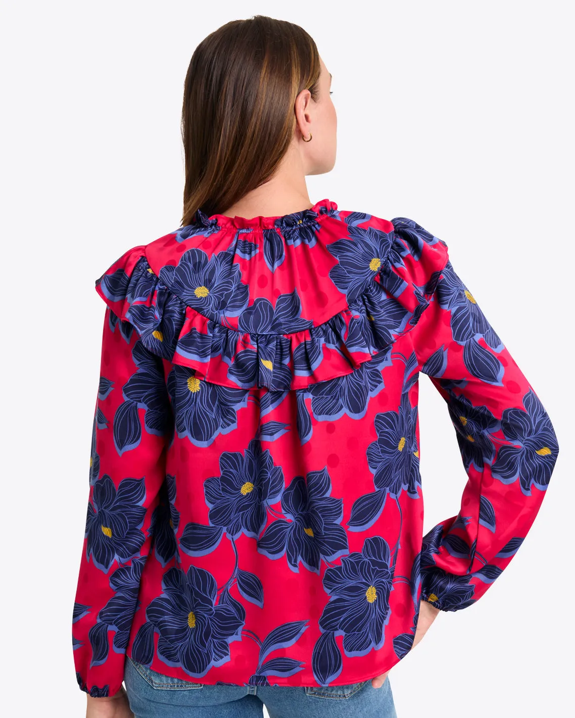 Gretchen Top in Magnolia Jacquard Dot sold by Draper James product image thumbnail 4