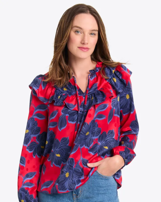 Gretchen Top in Magnolia Jacquard Dot sold by Draper James