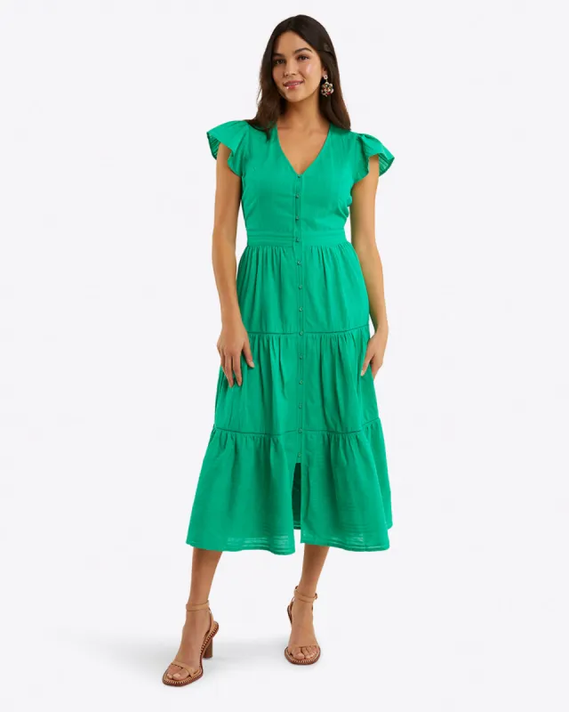 Lainey Midi Dress in Cotton Dobby sold by Draper James