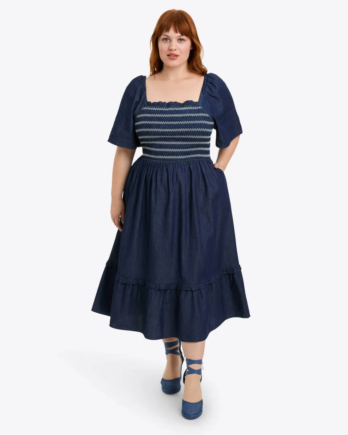 Deana Smocked Dress in Dark Wash sold by Draper James product image thumbnail 3