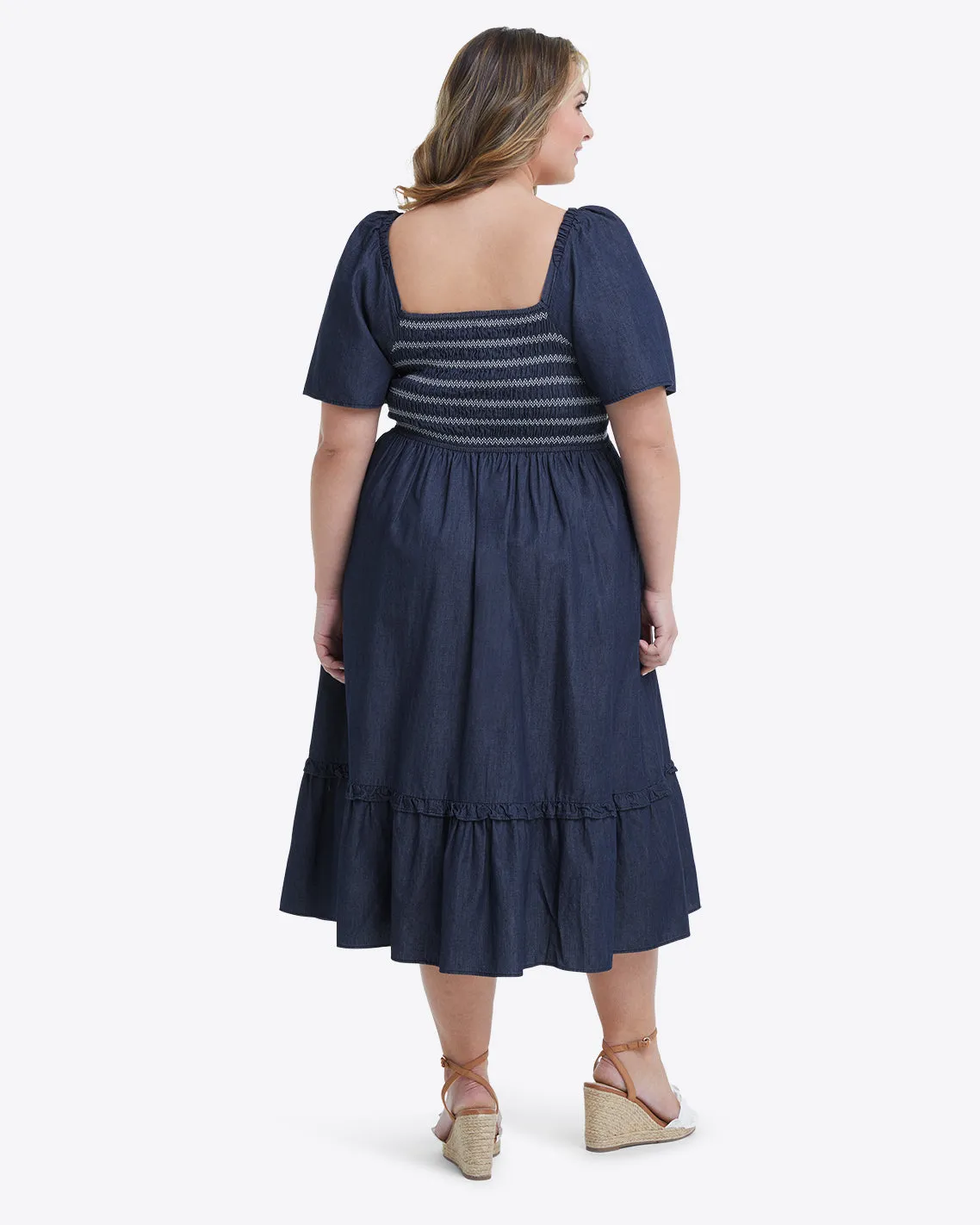 Deana Smocked Dress in Dark Wash sold by Draper James product image thumbnail 4