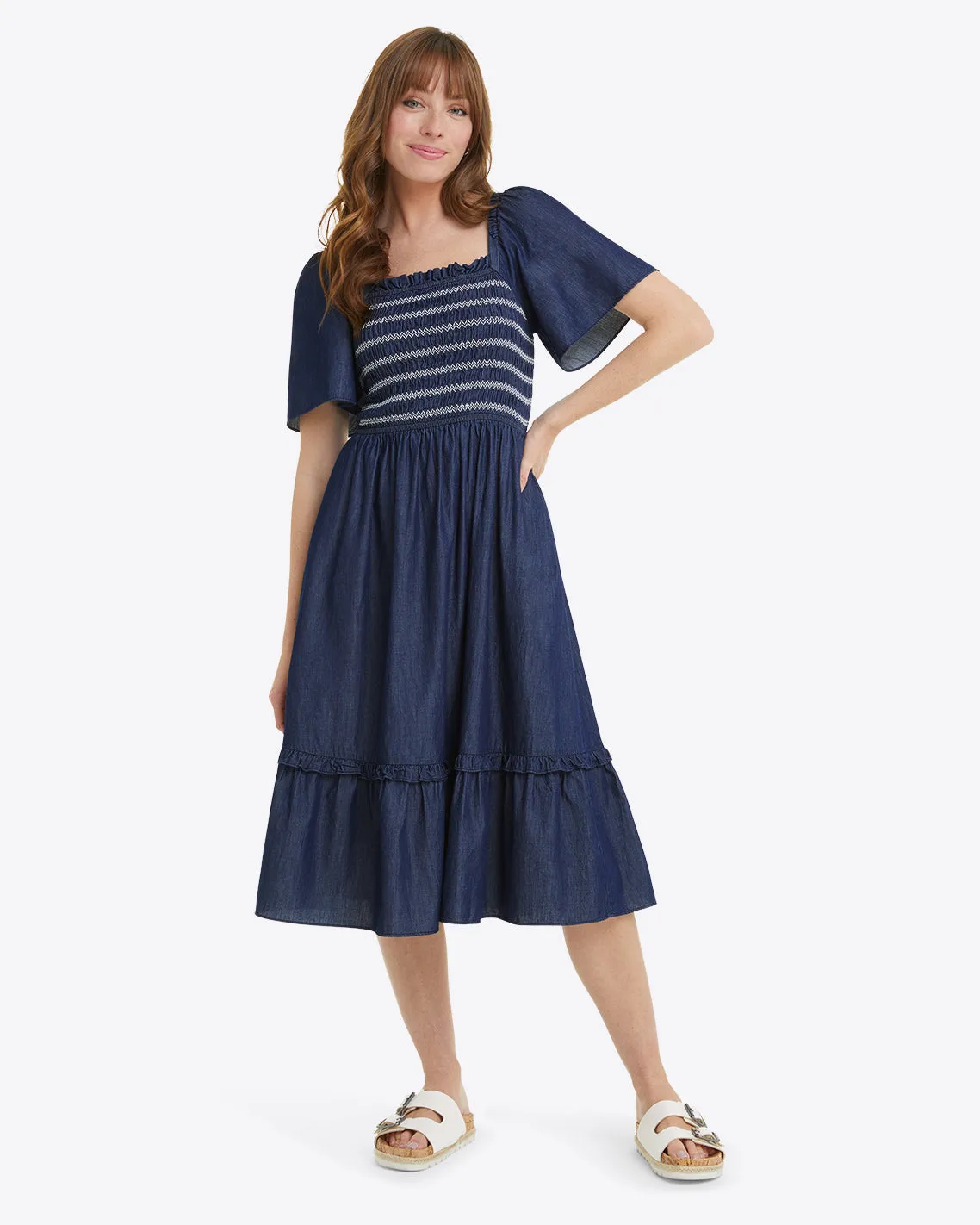 Deana Smocked Dress in Dark Wash sold by Draper James product image thumbnail 2