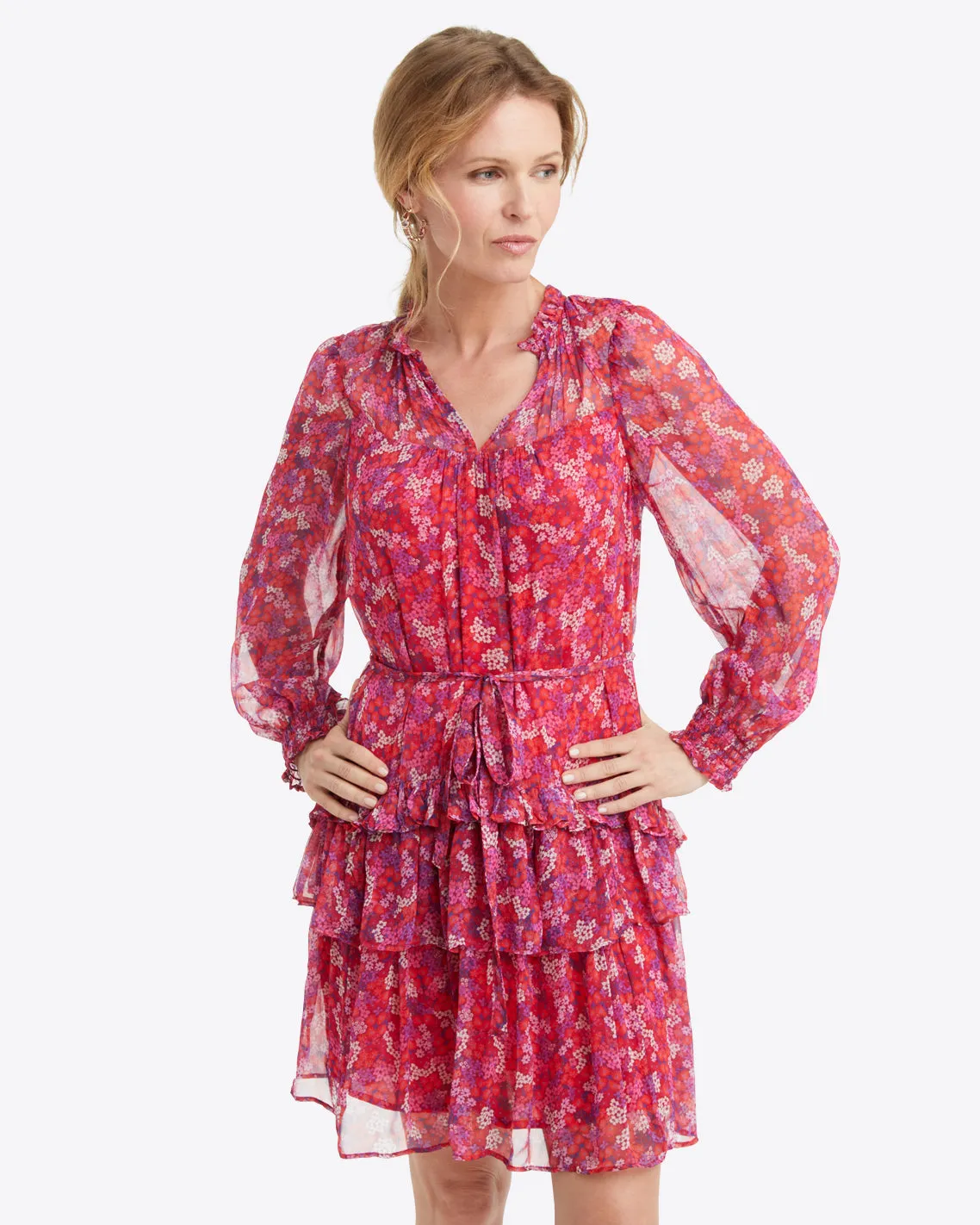 Brandi Tie Waist Dress in Garden Mum sold by Draper James
