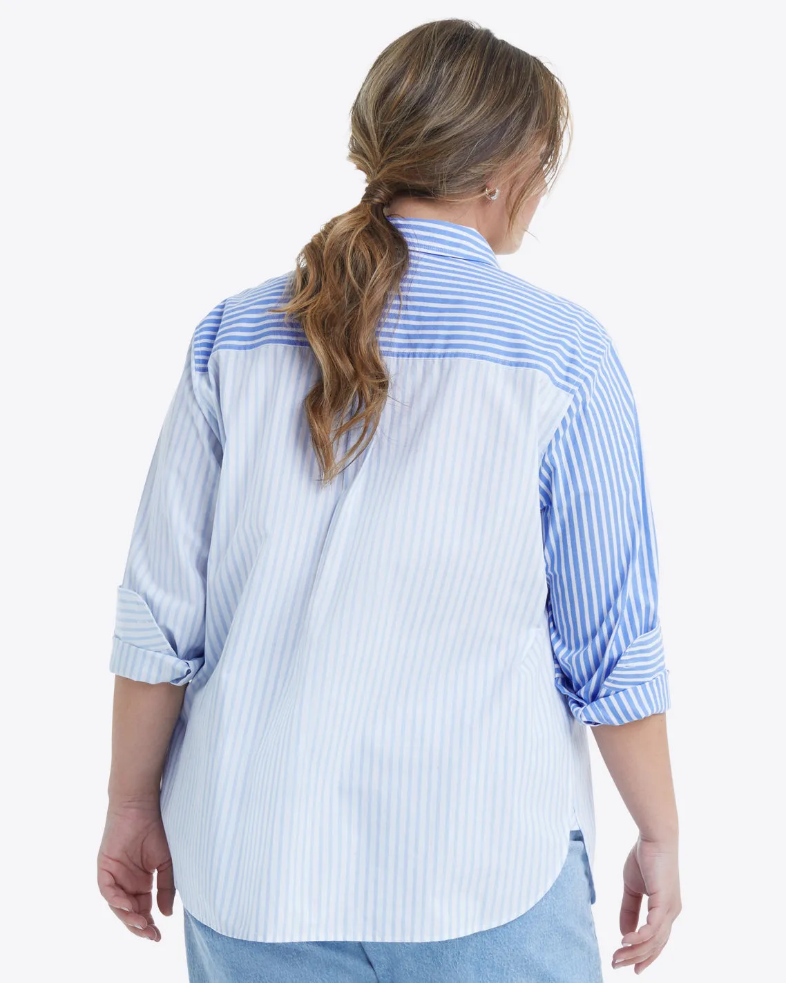 Lynn Long Sleeve Top in Blue Mixed Stripe sold by Draper James product image thumbnail 3