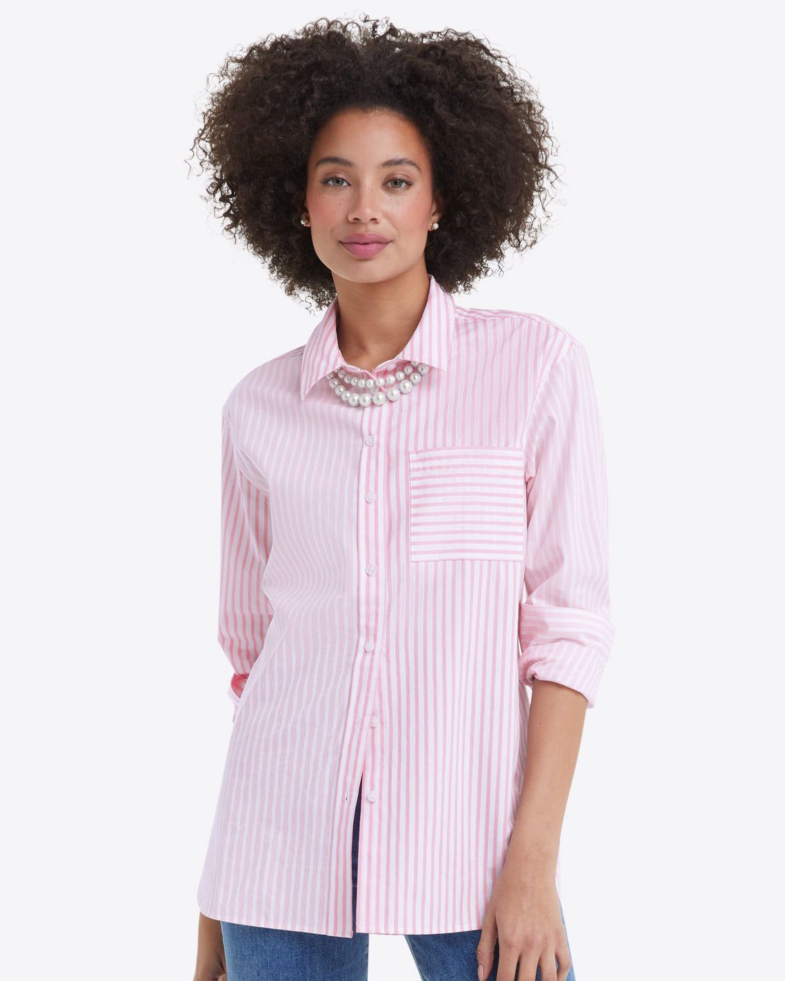 Lynn Long Sleeve Top in Pink Mixed Stripe sold by Draper James product image thumbnail 4