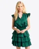 Alana Tiered Mini Dress in Hammered Satin sold by Draper James