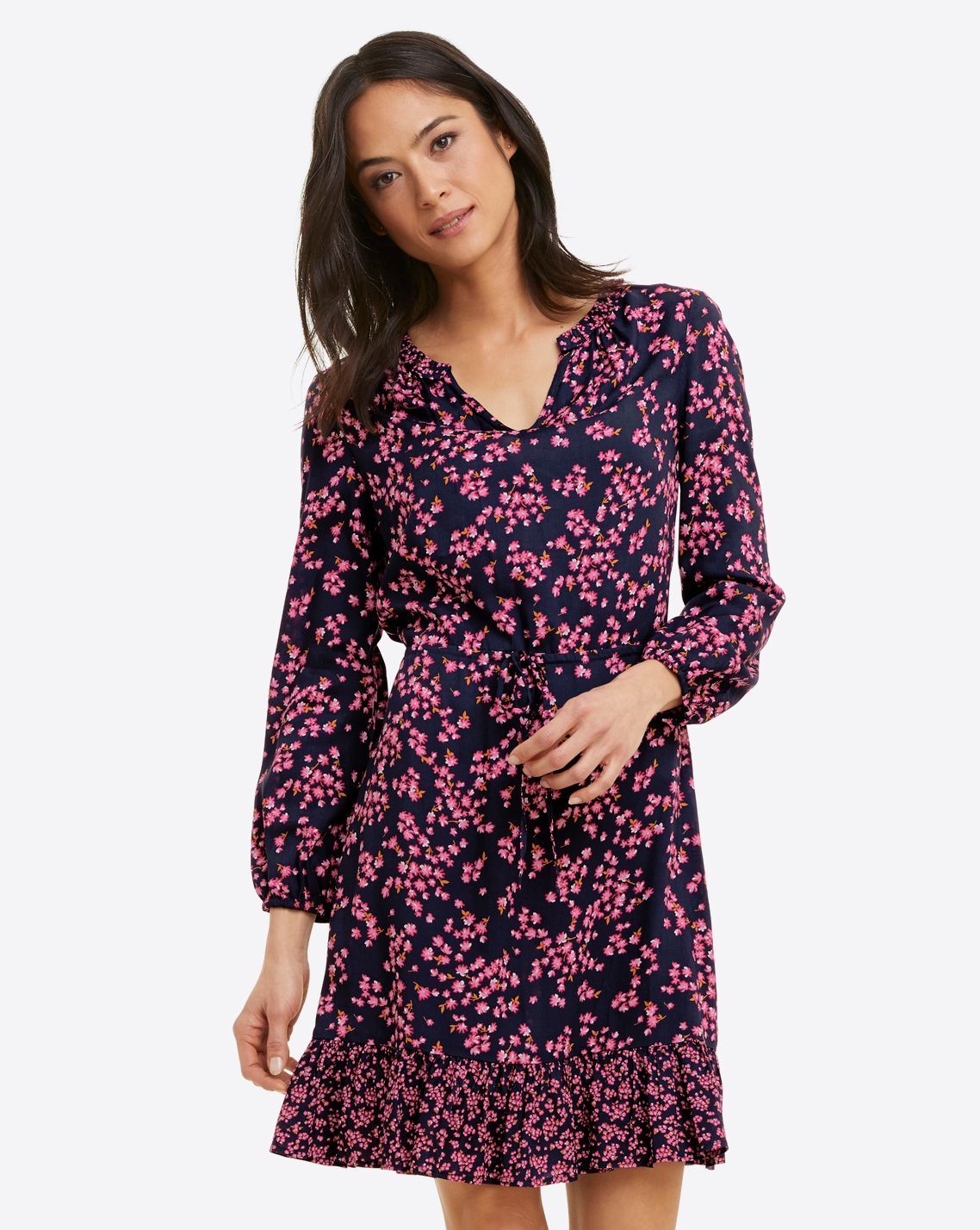 Lucinda Dress in Navy Cherry Blossom sold by Draper James