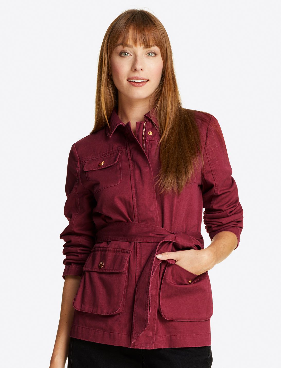 Field Jacket in Deep Berry Twill sold by Draper James product image thumbnail 3