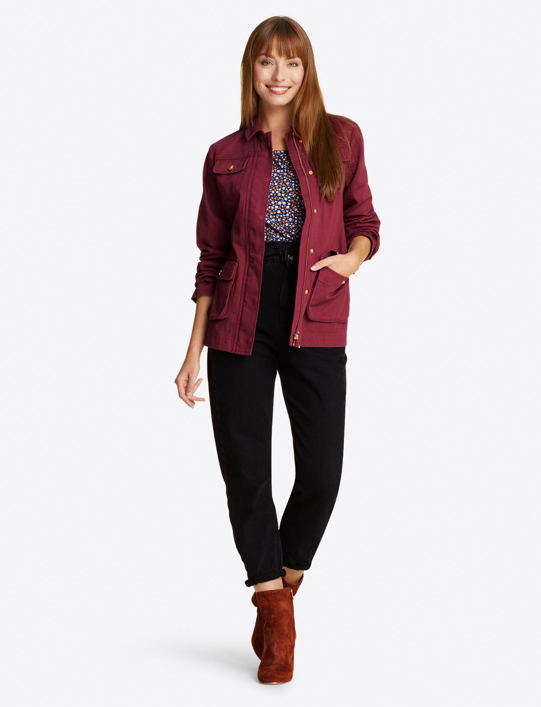 Field Jacket in Deep Berry Twill sold by Draper James product image thumbnail 5