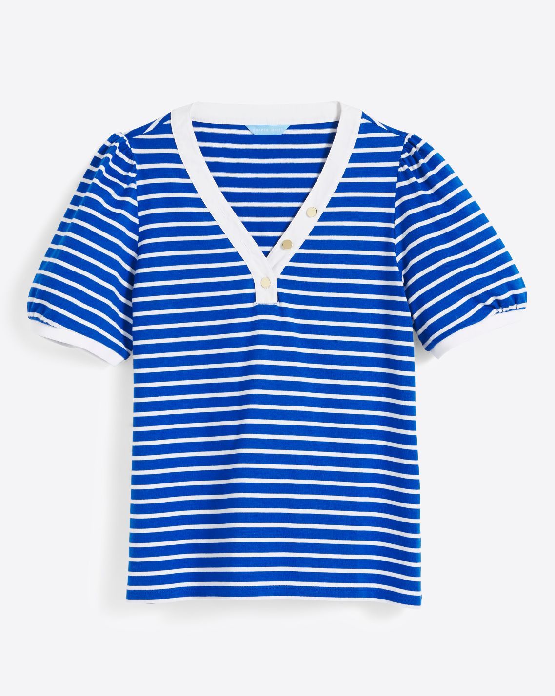 Puff Sleeve T-Shirt in Blue Nautical Stripe sold by Draper James product image thumbnail 2