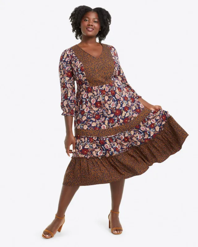 Fit & Flare Midi Dress in Fall Paisley sold by Draper James