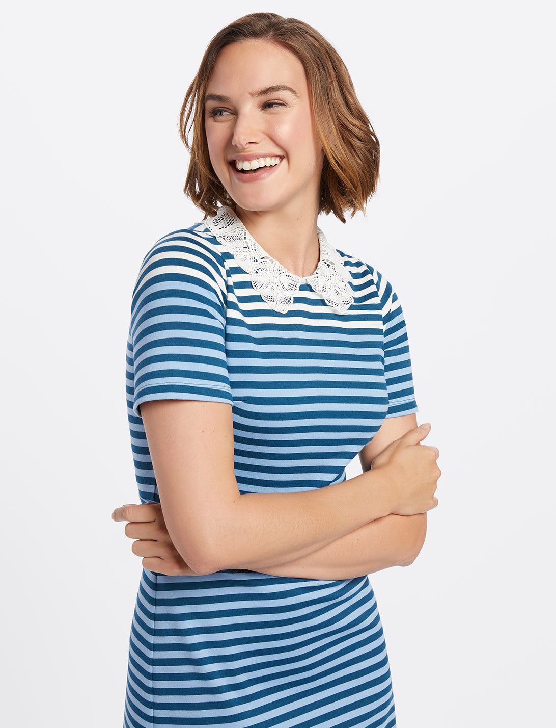Lace Collar Striped Persley Dress sold by Draper James product image thumbnail 2