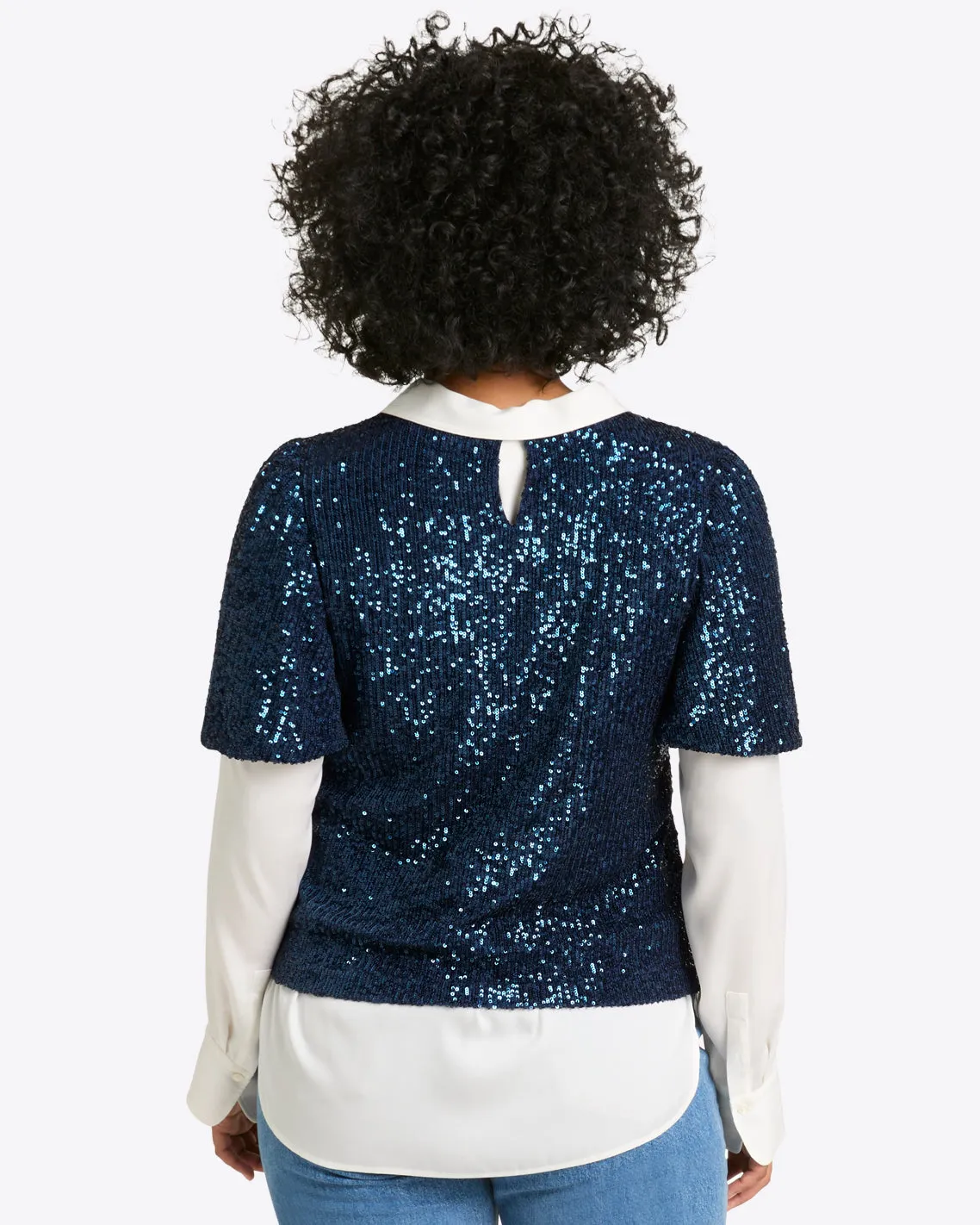 Flutter Sleeve Short Sleeve Top in Sequins sold by Draper James product image thumbnail 3