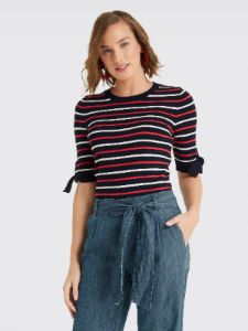 Stripe Tie Sleeve Sweater sold by Draper James