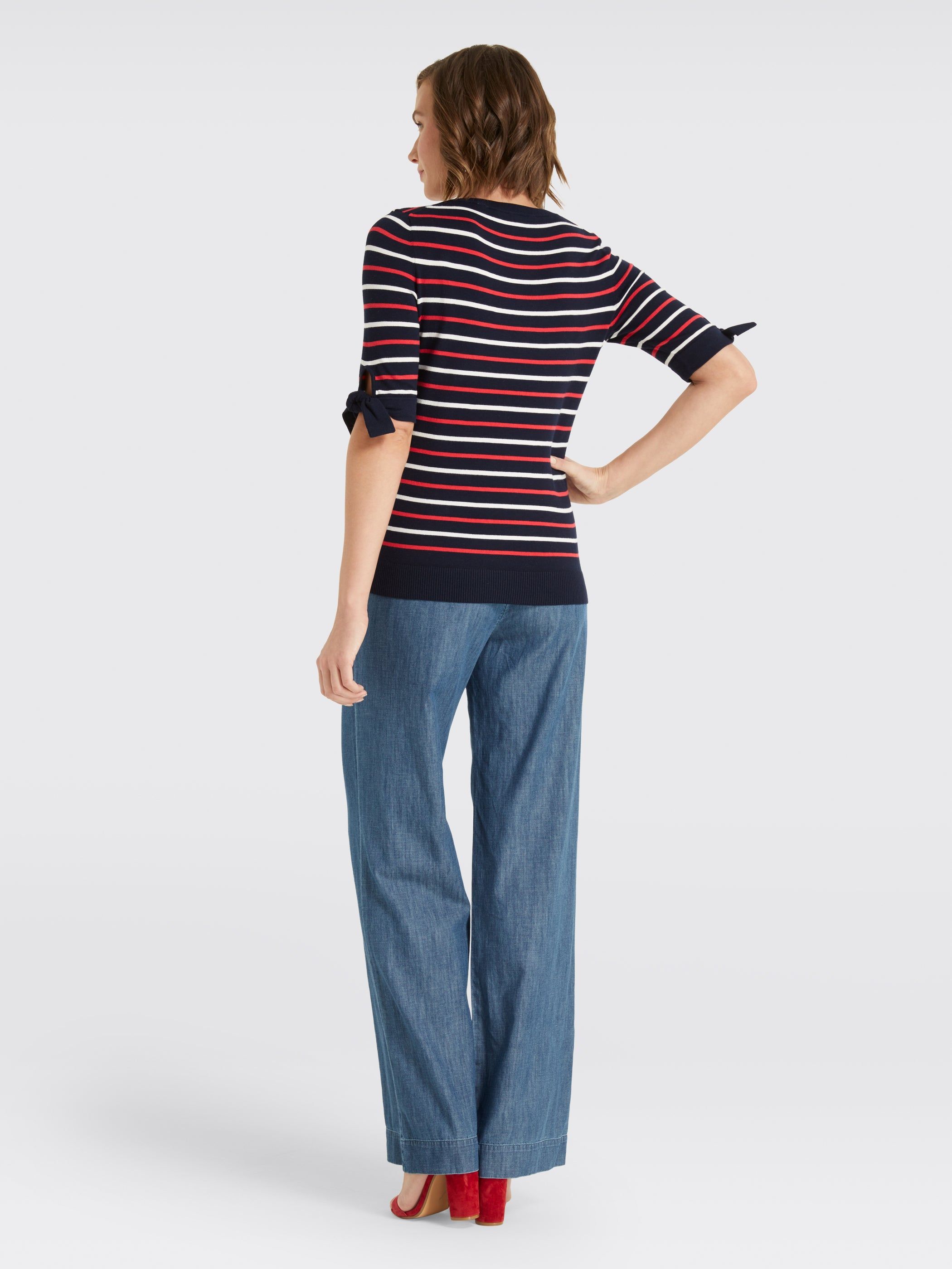 Stripe Tie Sleeve Sweater sold by Draper James product image thumbnail 4