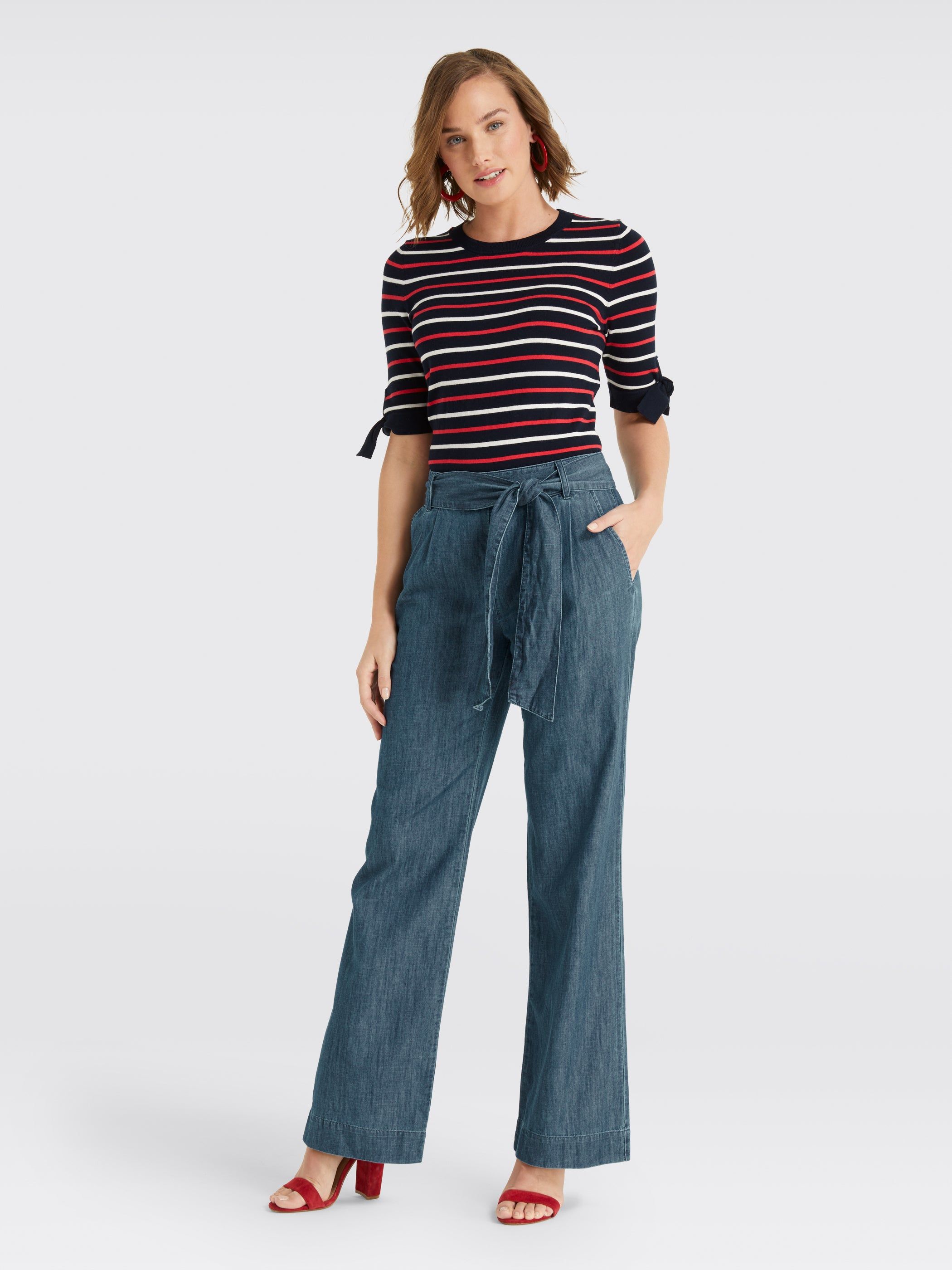 Stripe Tie Sleeve Sweater sold by Draper James product image thumbnail 3