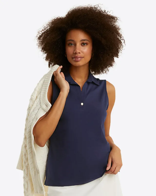 Sleeveless Sport Polo in Navy sold by Draper James