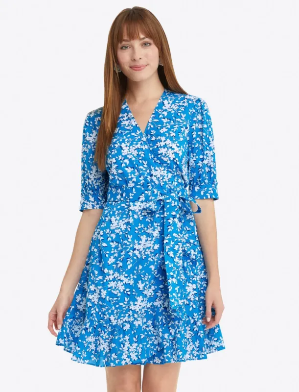 Wynonna Wrap Dress in Bluebell Shadow Floral sold by Draper James