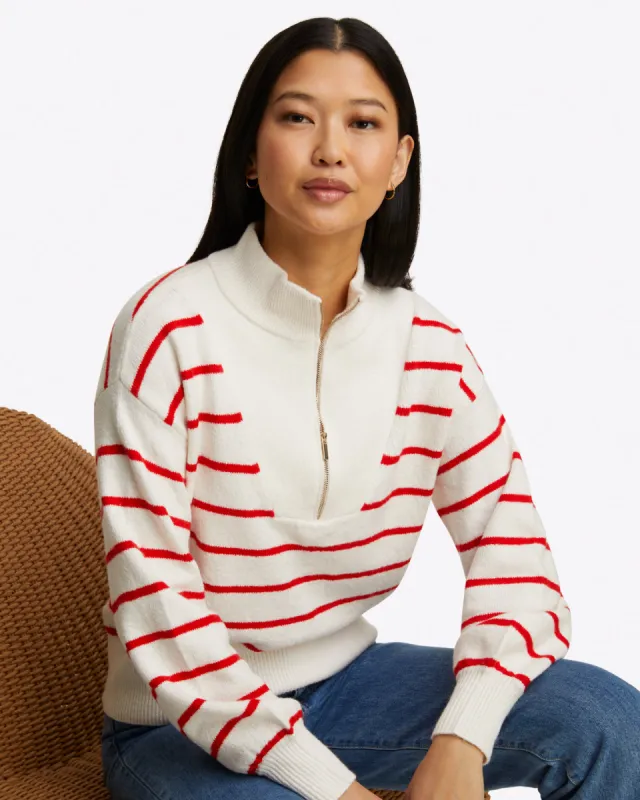 Striped Quarter Zip Sweater in Mariner Stripe sold by Draper James