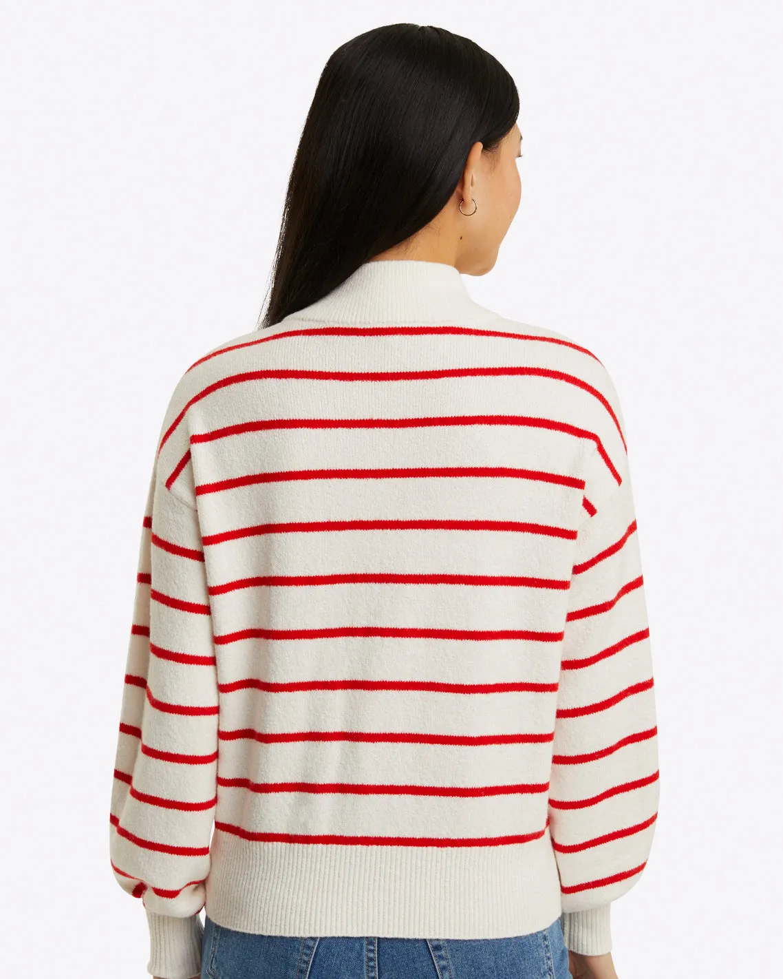 Striped Quarter Zip Sweater in Mariner Stripe sold by Draper James product image thumbnail 3