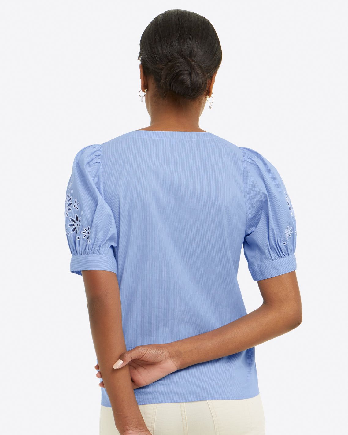 Button Front Top in Striped Eyelet sold by Draper James product image thumbnail 3