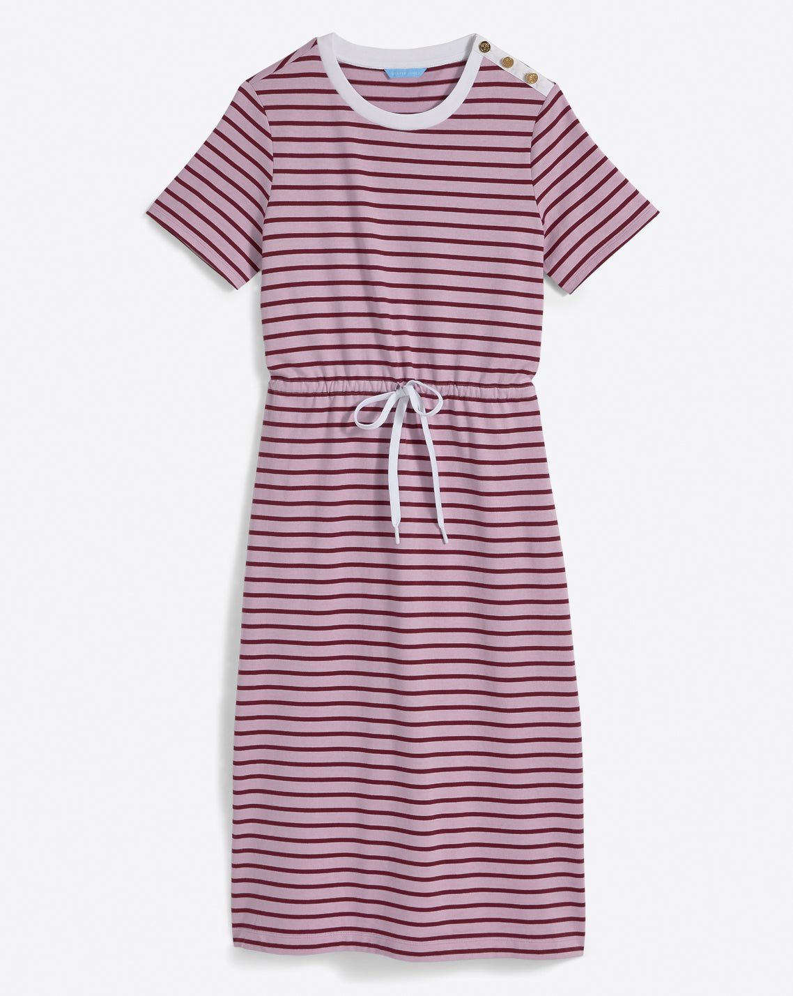 Tie Waist Midi T-Shirt Dress in Dark Pink Mariner Stripe sold by Draper James product image thumbnail 2