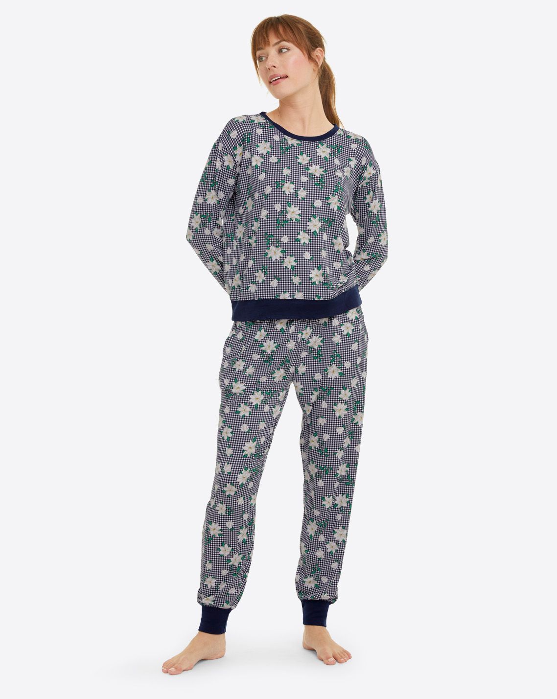 Long Sleeve Hillary Pajama Set in Gingham Magnolia sold by Draper James