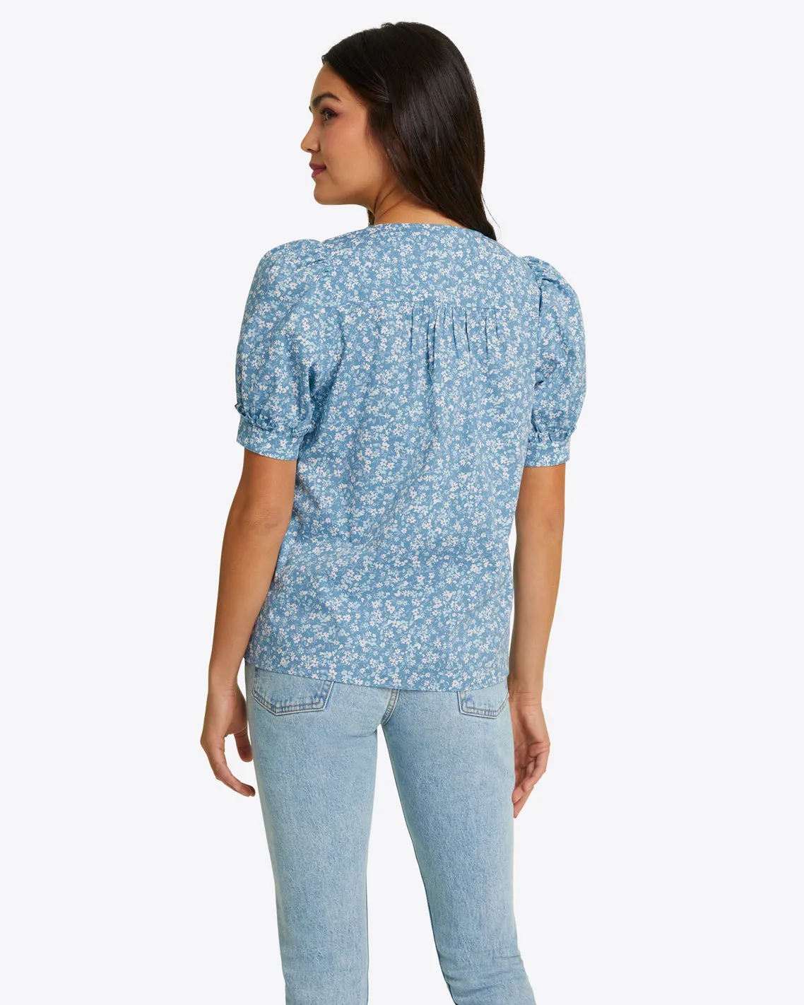 Heidi V-Neck Top in Bluebell Floral sold by Draper James product image thumbnail 3