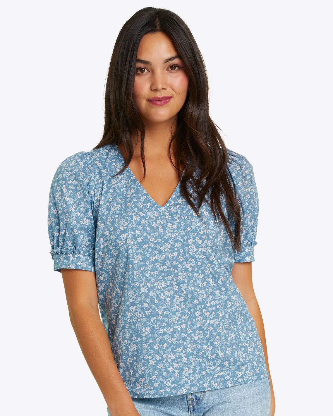 Heidi V-Neck Top in Bluebell Floral sold by Draper James product image thumbnail 4