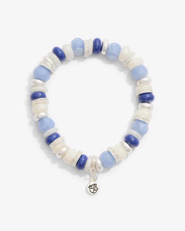 Petal Pearl Mixed Stone Stretch Bracelet sold by Draper James