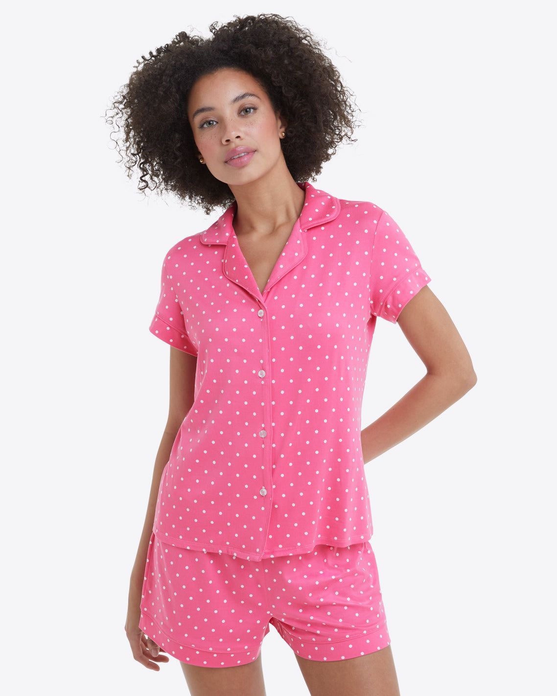 Sara Pajama Set in Pink Polka Dot sold by Draper James