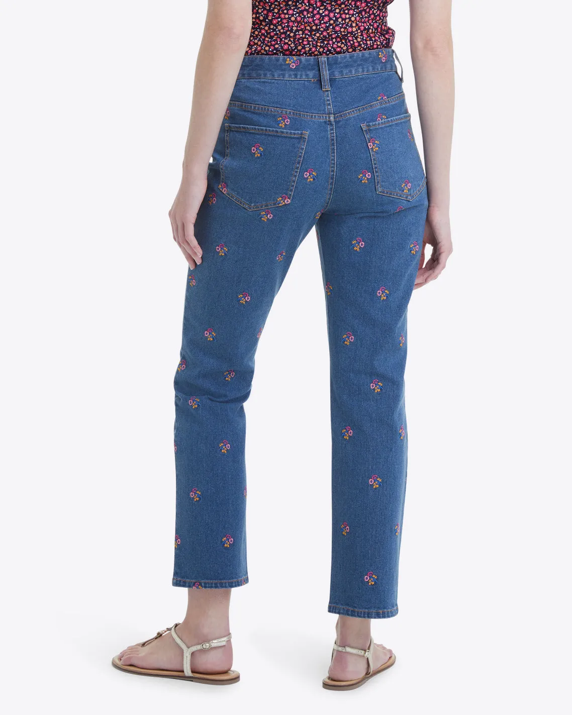 Kick Flare Jeans in Embroidered Posy sold by Draper James product image thumbnail 3