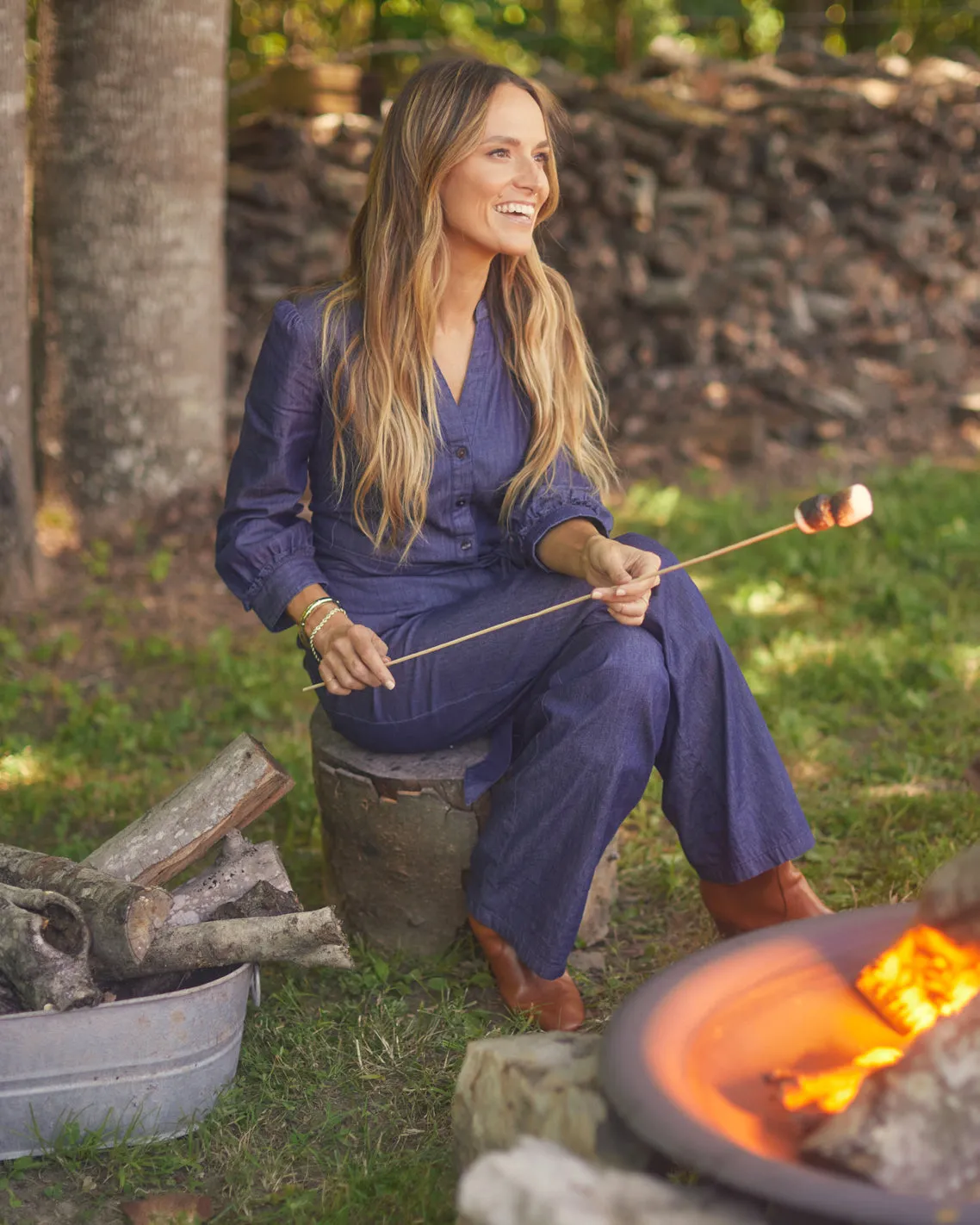 Tie Waist Jumpsuit in Chambray sold by Draper James product image thumbnail 3