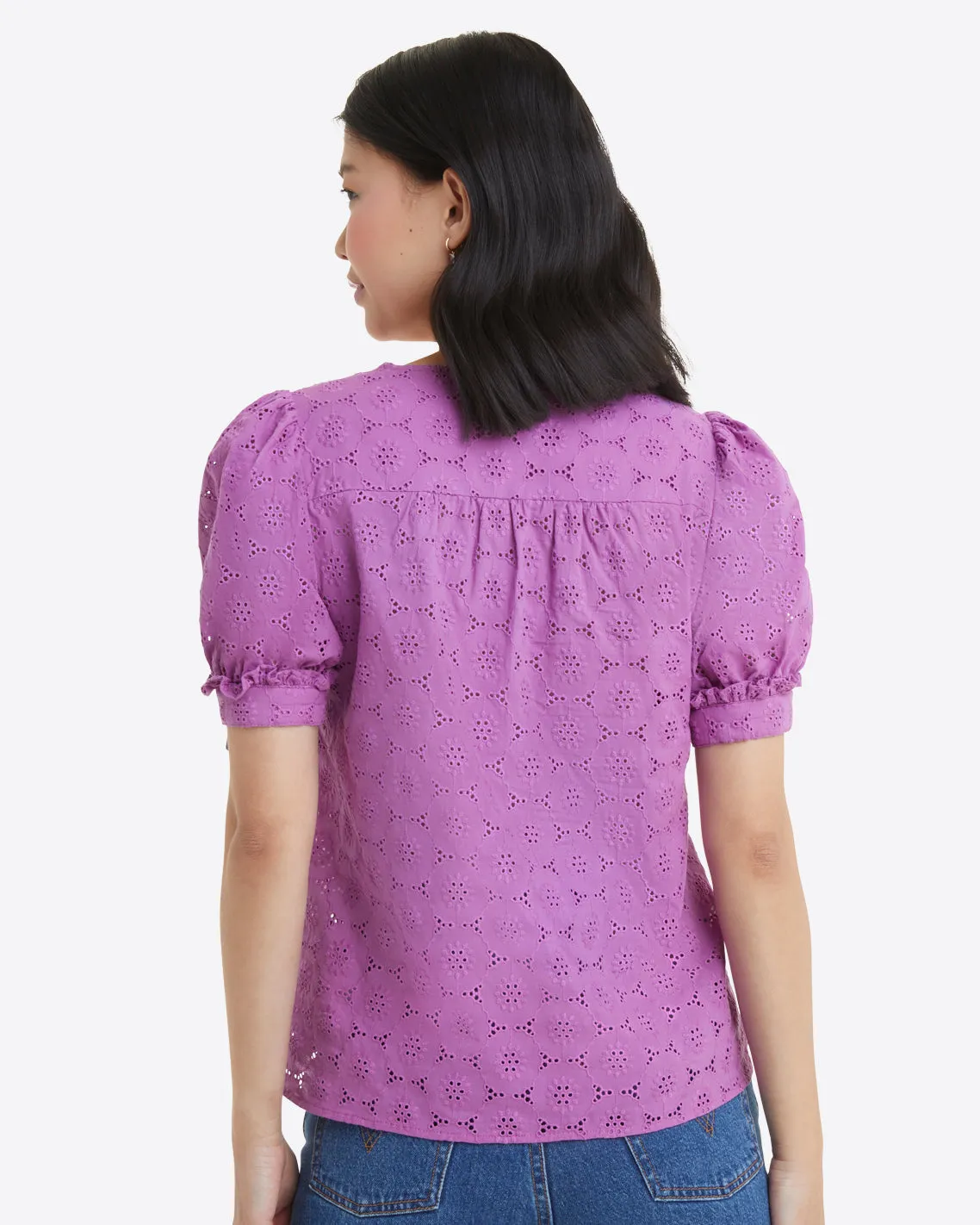 Heidi V-Neck Top in Eyelet sold by Draper James product image thumbnail 3