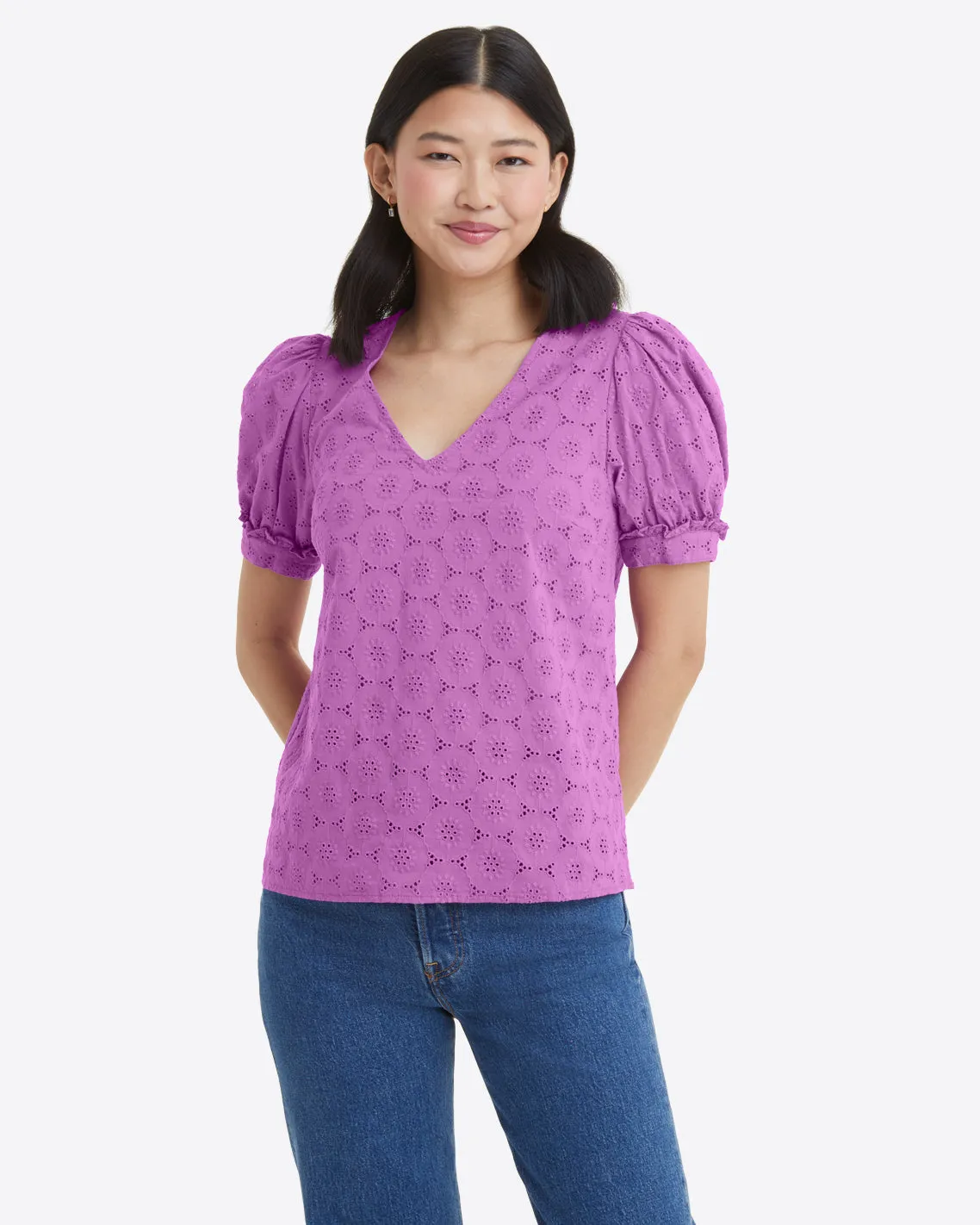 Heidi V-Neck Top in Eyelet sold by Draper James product image thumbnail 4