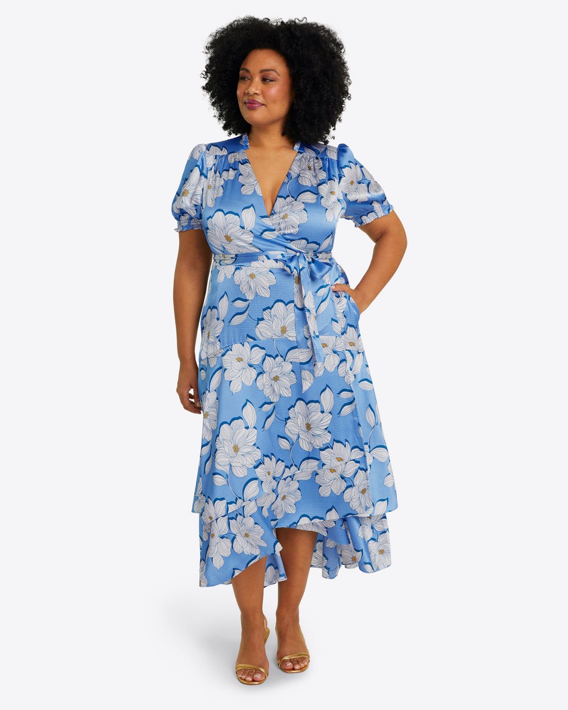Naomi Wrap Dress in Magnolia Shadows sold by Draper James