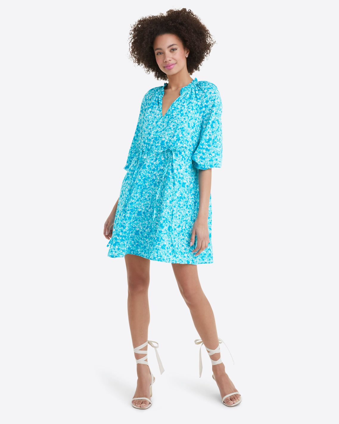 Kellie Babydoll Dress in Blue Aster Floral sold by Draper James product image thumbnail 3