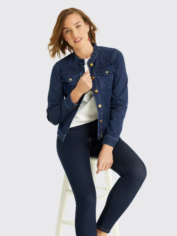 Ruffle Denim Jacket sold by Draper James