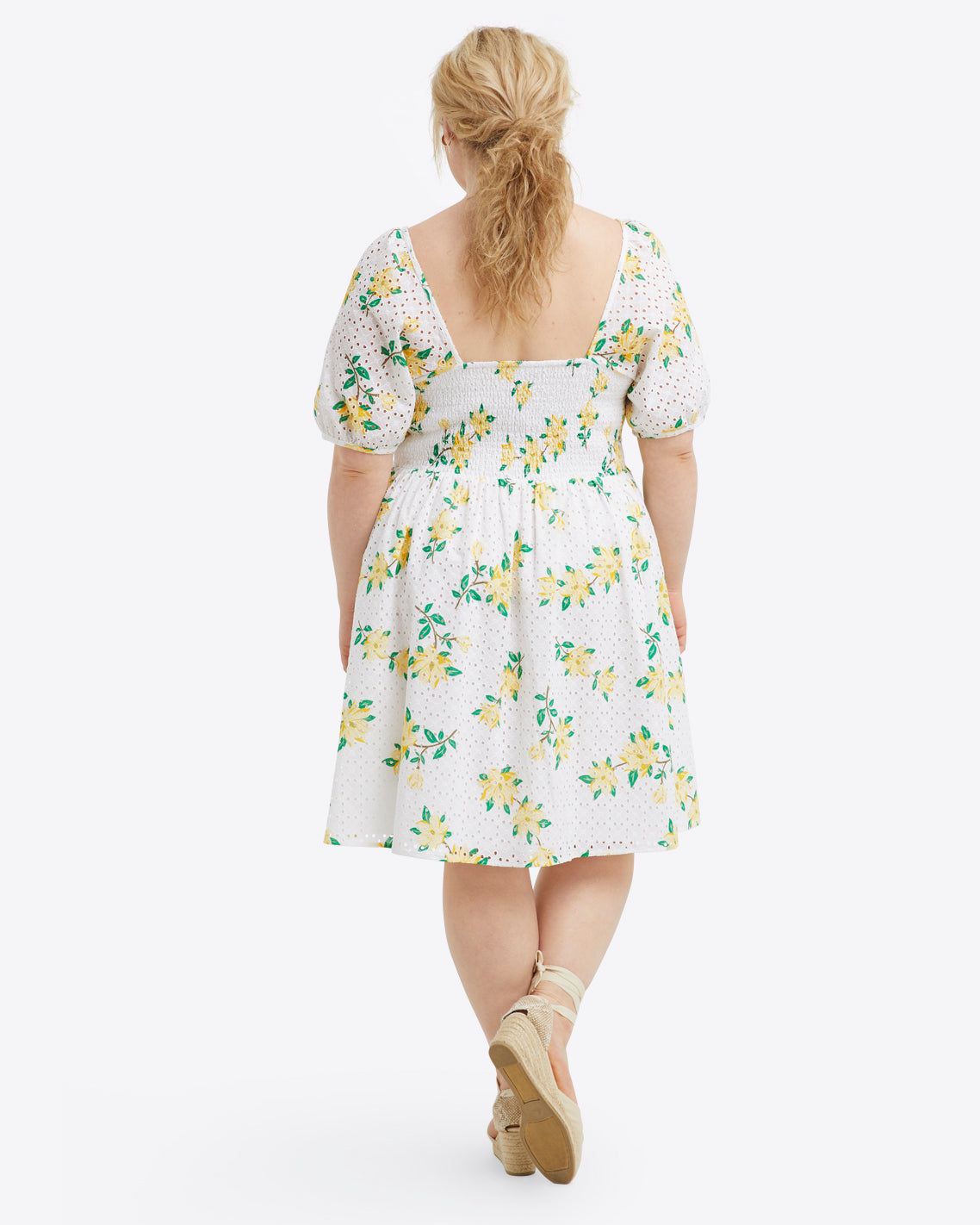 Cam Smocked Dress in Magnolia Eyelet sold by Draper James product image thumbnail 3