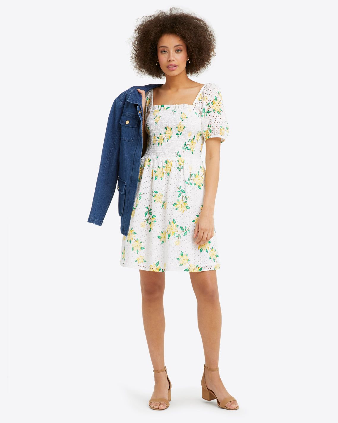 Cam Smocked Dress in Magnolia Eyelet sold by Draper James product image thumbnail 4