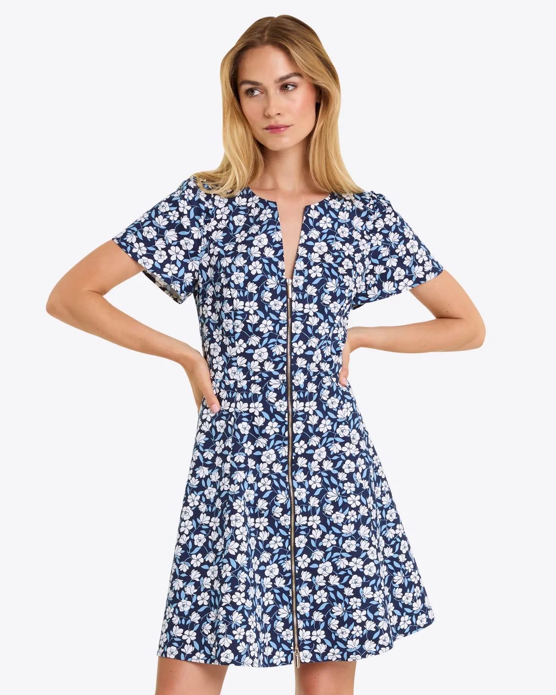 Mae Love Circle Dress in Blue Floral sold by Draper James