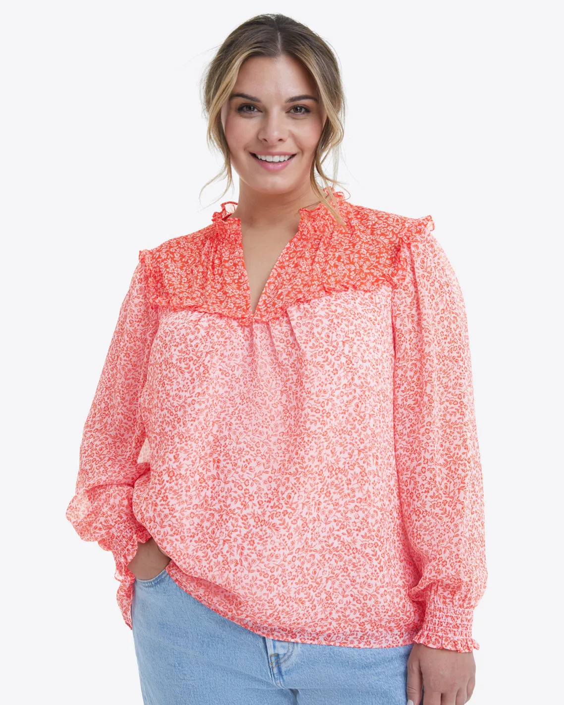 Gretchen Top in Tangerine Floral sold by Draper James product image thumbnail 3