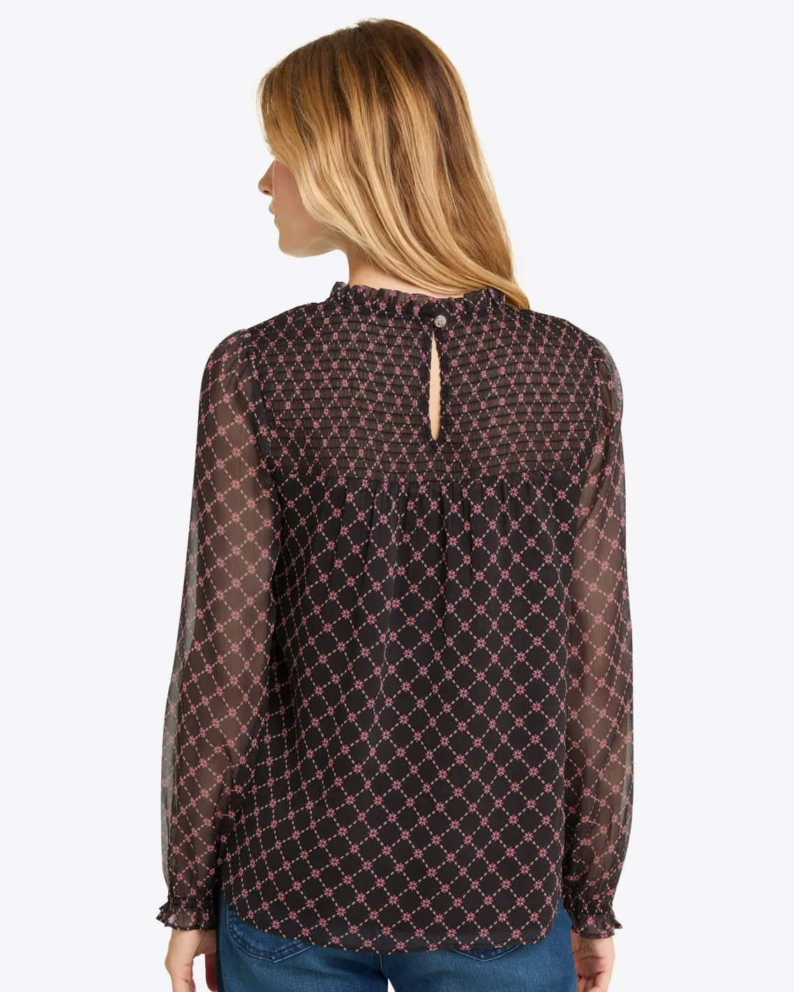 Jacqueline Long Sleeve Top in Crinkle Chiffon sold by Draper James product image thumbnail 2