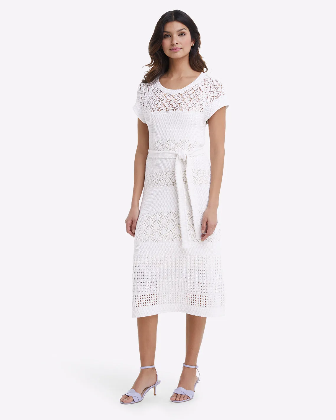Crochet Midi Dress in White sold by Draper James product image thumbnail 4