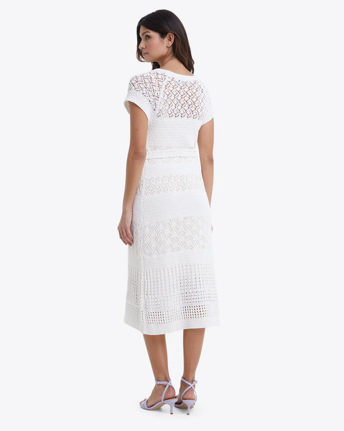 Crochet Midi Dress in White sold by Draper James product image thumbnail 3