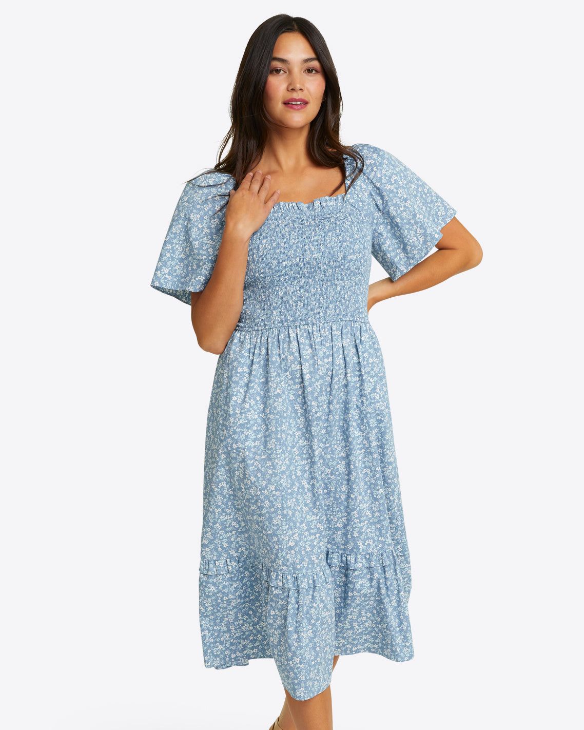 Deana Smocked Dress in Bluebell Floral sold by Draper James product image thumbnail 5